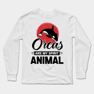 Orcas Are My Spirit Animal Japan Flag Funny Orca Whale quote Long Sleeve T-Shirt